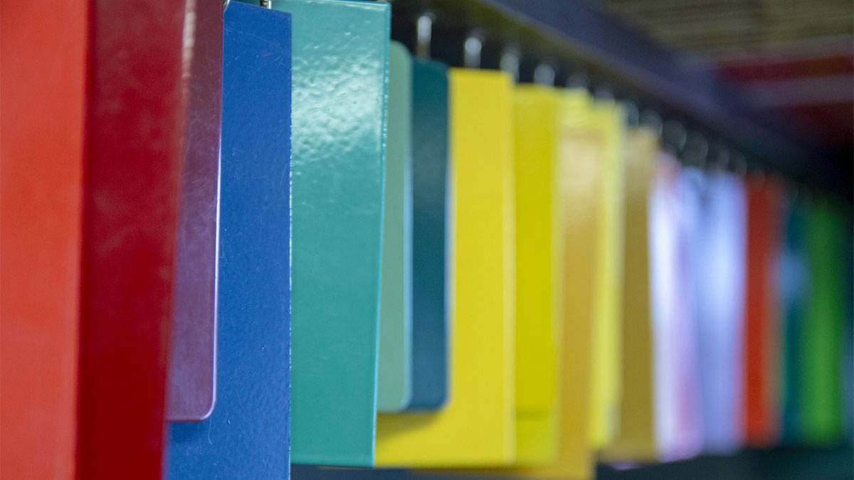 Powder coating colour swatches