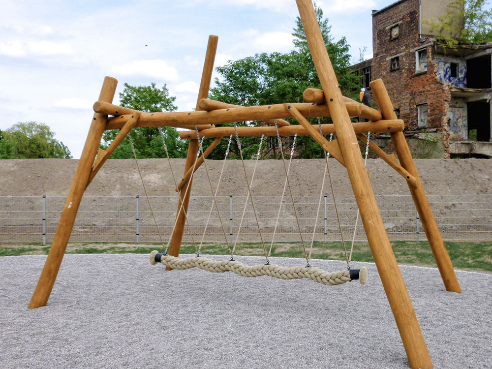 Timber framed rope swing